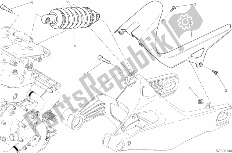 Wszystkie części do Sospensione Posteriore Ducati Monster 821 Dark Thailand 2016